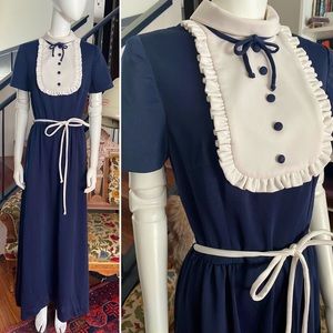 Vintage bibbed maxi dress